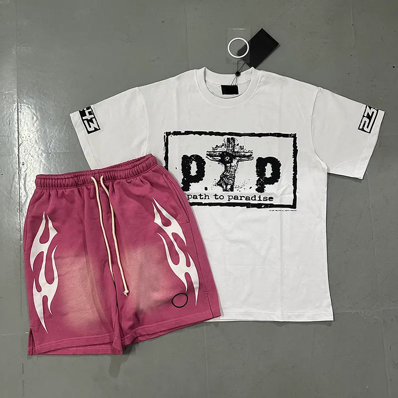 Mens Designer T Shirt NFC Graphic Tees Sport Shorts Hip Hop Short Sets Tracksuit Unisex Tops High Street Retro Women T-Shirts Eur Size S-Xl