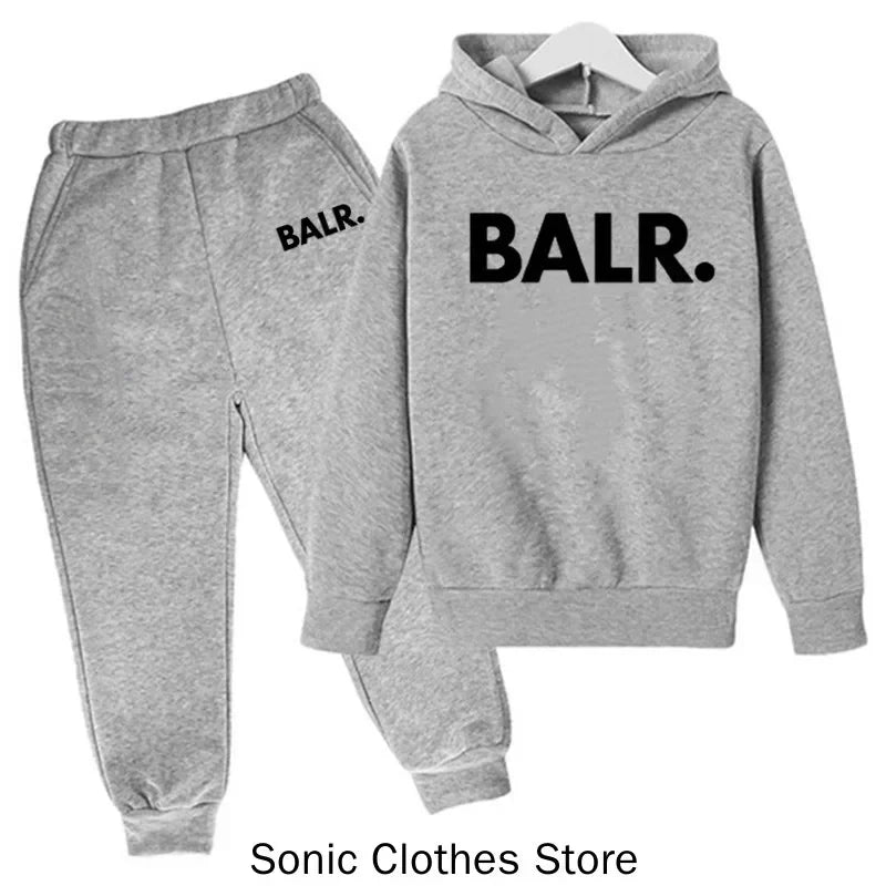 Brand Balr Kids Tracksuit Boys Girls Sweatshirt Sweatpants 2 Piece Suit Spring Autumn Children Hooded Sets Fashion Casual Hoodis