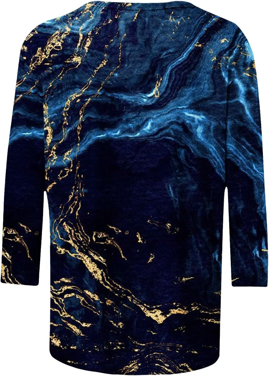 Womens Casual Tops 3/4 Sleeve Crewneck T-Shirt Marble Print Tops 2024 Fashion Ladies Shirts Blouse for Teen Girls