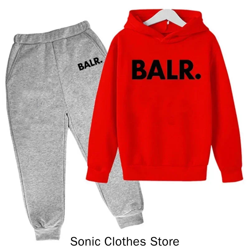 Brand Balr Kids Tracksuit Boys Girls Sweatshirt Sweatpants 2 Piece Suit Spring Autumn Children Hooded Sets Fashion Casual Hoodis