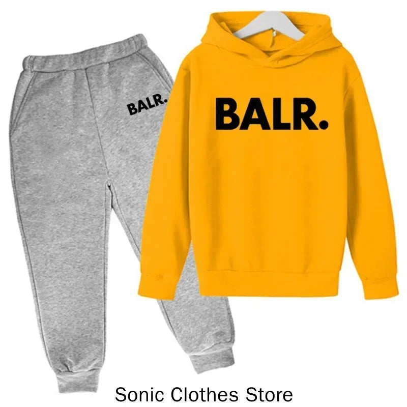 Brand Balr Kids Tracksuit Boys Girls Sweatshirt Sweatpants 2 Piece Suit Spring Autumn Children Hooded Sets Fashion Casual Hoodis