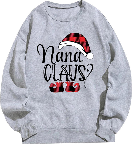 Christmas Sweatshirt for Women Cute Graphic Letter Print Long Sleeve Shirts Cute Tops Crewneck Sweaters Xmas