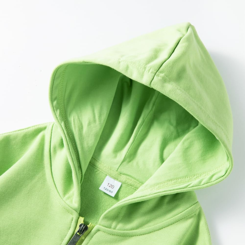 Toddler Kids Hooded Zipper Sweatshirt Long Sleeve Solid Color Zip up Hoodies for Boys and Girls Casual Outwear