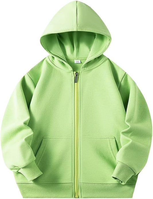 Toddler Kids Hooded Zipper Sweatshirt Long Sleeve Solid Color Zip up Hoodies for Boys and Girls Casual Outwear